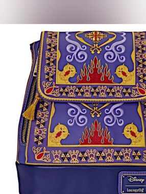 Loungefly Disney Aladdin Magic Carpet Embroidered Purple & Gold Mini Backpack